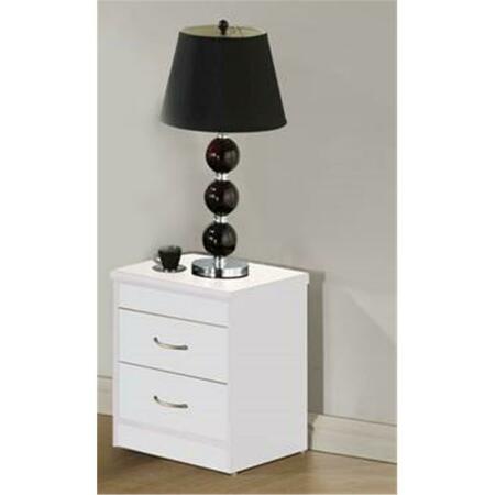 HODEDAH 2 Drawer Night Stand Hi917N White